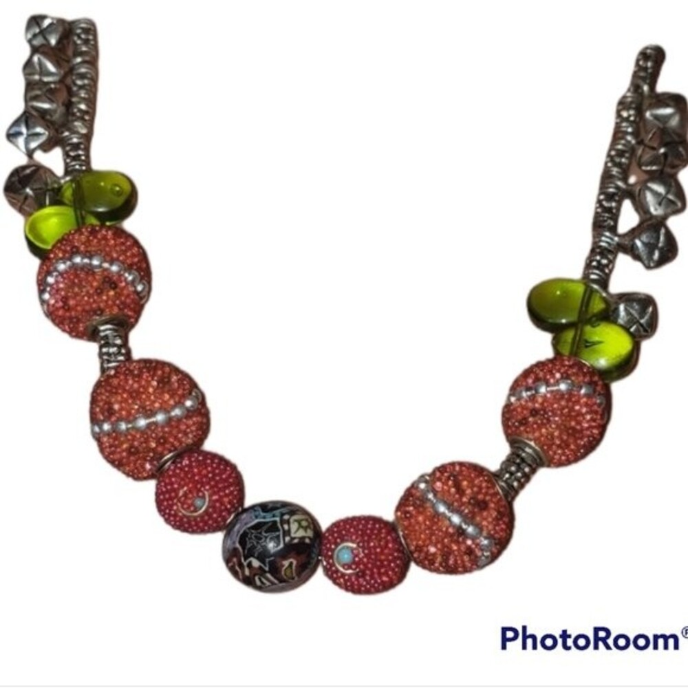 Y2K 2000s 1990s OOAK Abstract Weird Unique Handmade Round Bead Wire Necklace